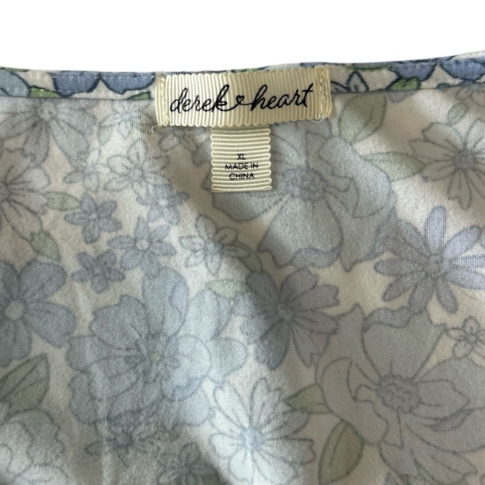 Derek Heart Blue & White Floral Padded Bust Empire Waist Mini Sundress Size XL. - Picture 5 of 12
